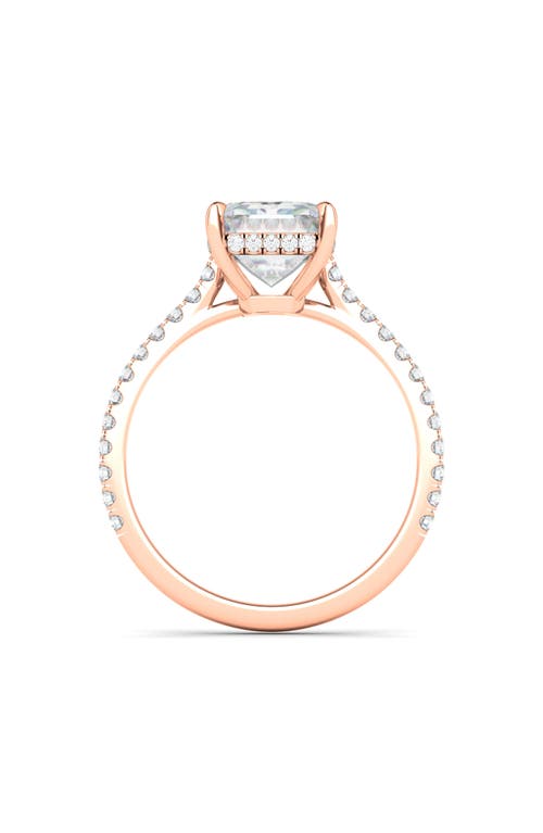 Hautecarat Emerald Cut Pavé Lab Grown Diamond Ring In 3.00 Ctw 18k Rose Gold