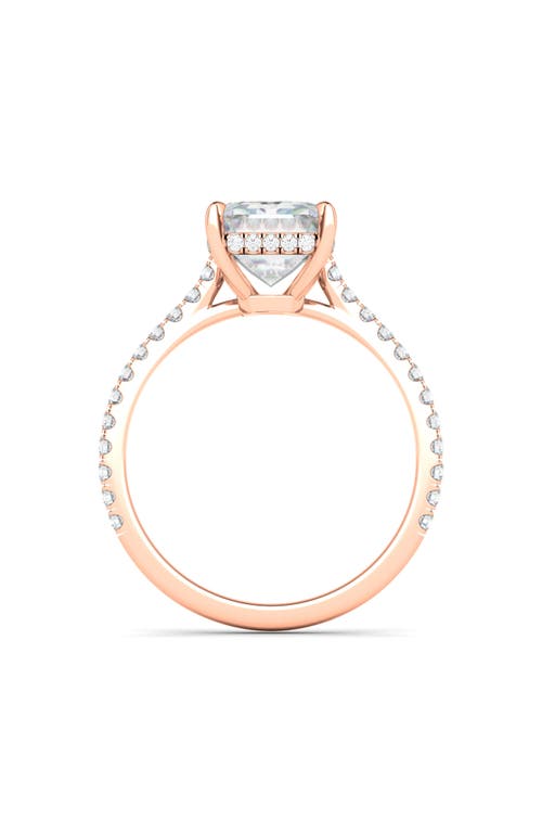 Shop Hautecarat Emerald Cut Pavé Lab Created Diamond Ring In 3.00 Ctw 18k Rose Gold