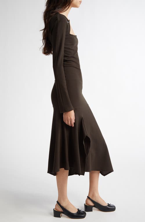 Shop Paloma Wool Kira Asymmetric Long Sleeve Wool Blend Sweater Dress In Brown