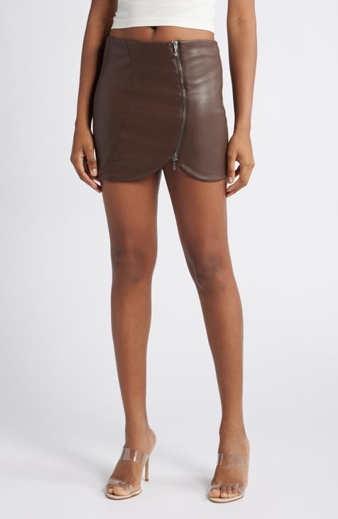 Brown leather skirt nordstrom best sale