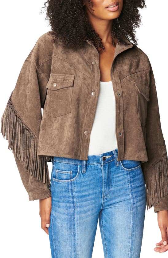 Shop Blanknyc Faux Suede Fringe Jacket In Hot Cocoa