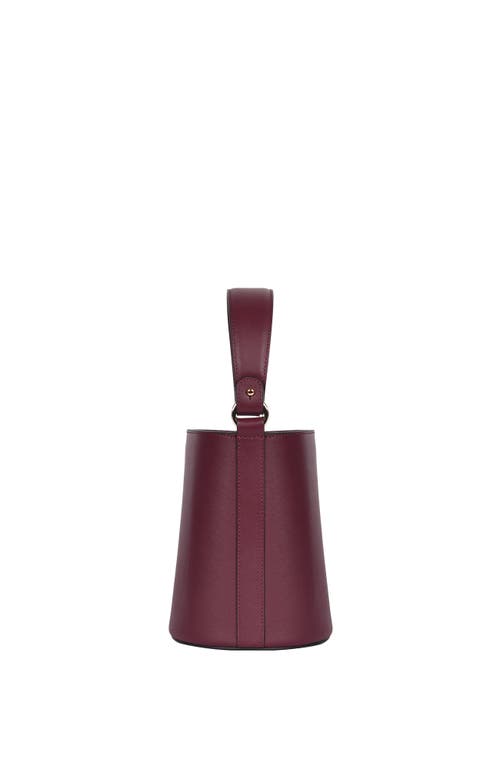 Shop Hyer Goods Upcycled Leather Convertible Mini Bucket Bag In Wine Saffiano