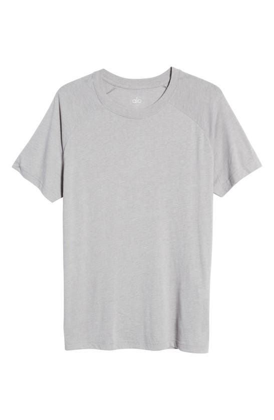 Shop Alo Yoga The Triumph Crewneck T-shirt In Steel Grey