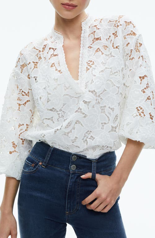 Alice + Olivia Aislyn Floral Lace Shirt in Off White at Nordstrom, Size Small