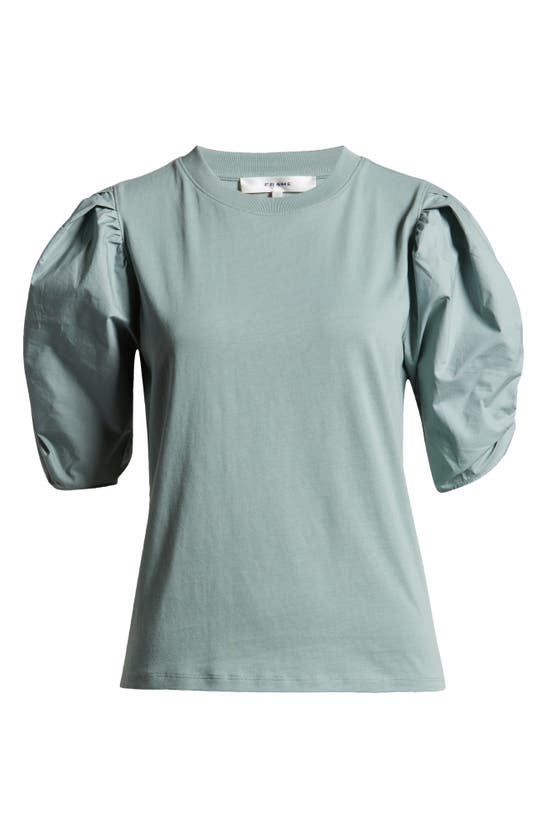 Shop Frame Ruched Sleeve Organic Cotton T-shirt In Sage