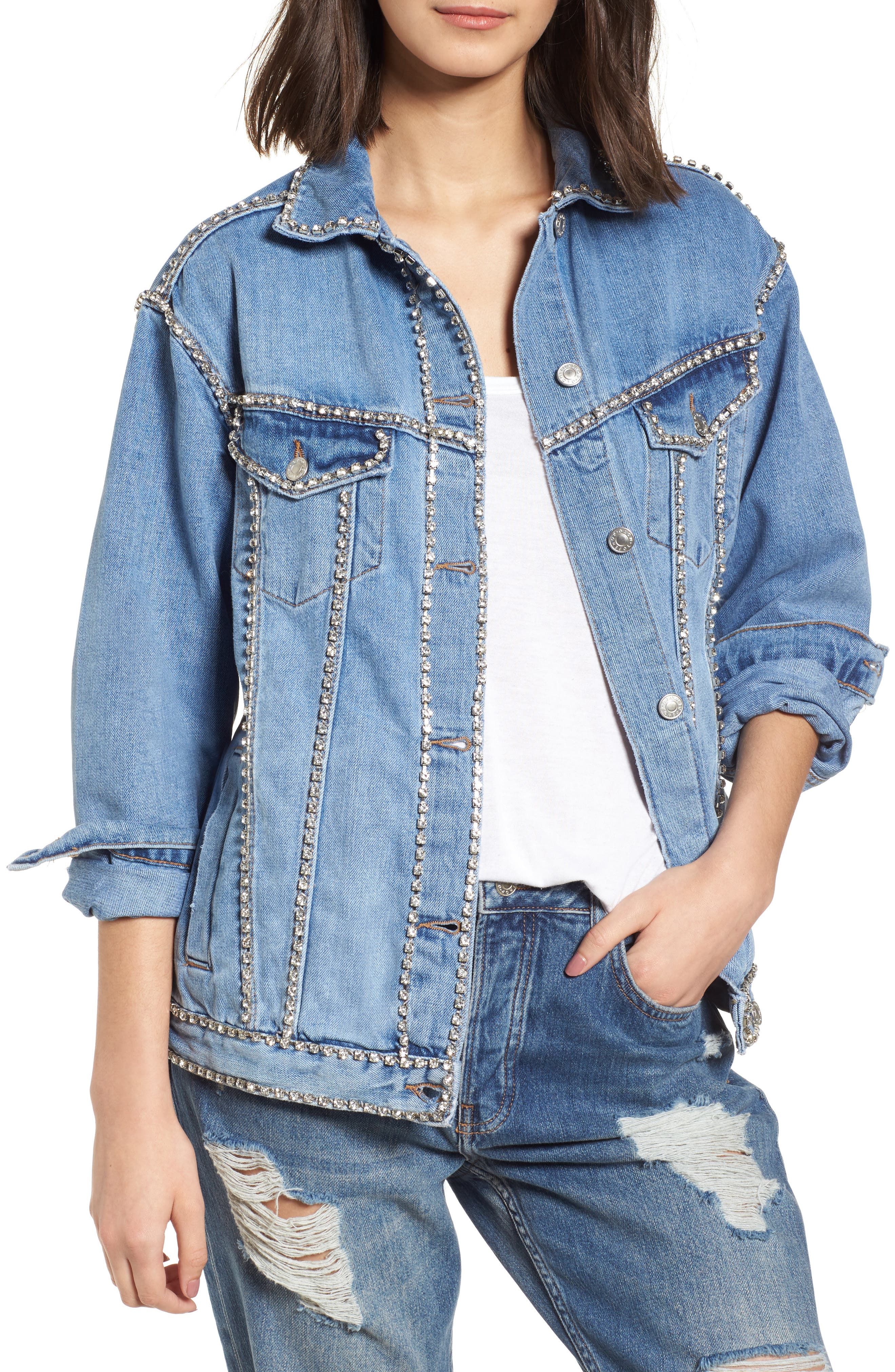 crystal denim jacket topshop