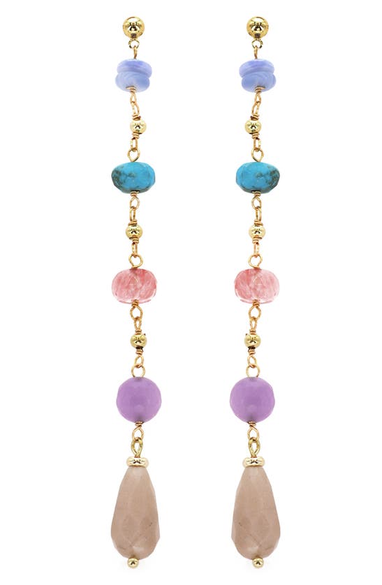 Panacea Mixed Colorful Stone Chain Drop Earrings In Multi