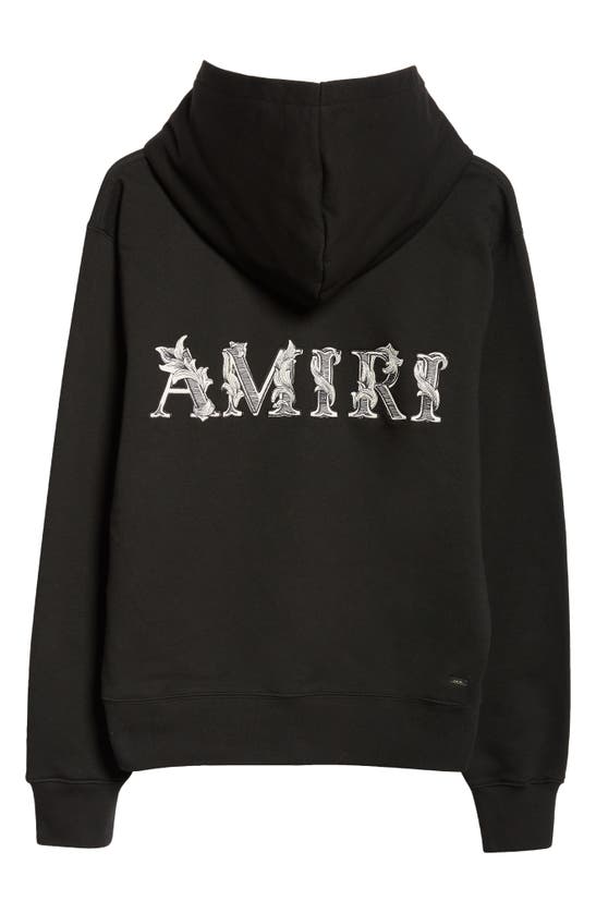 Shop Amiri Baroque Logo Cotton Graphic Hoodie In Black