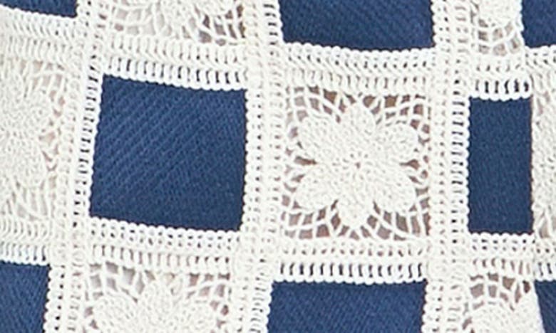 Shop English Factory Crocket Crochet Patchwork Shorts In Navy Multi