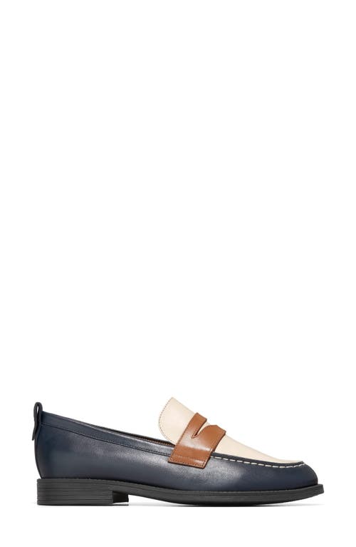 Cole Haan Stassi Leather Penny Loafer In Navy/ivy/p