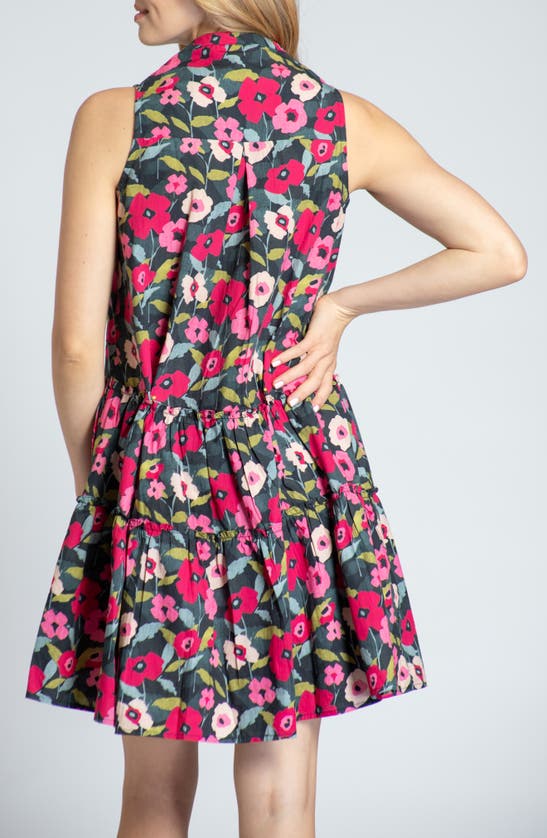 Apny Print Pintuck Sleeveless Babydoll Dress In Red Multi