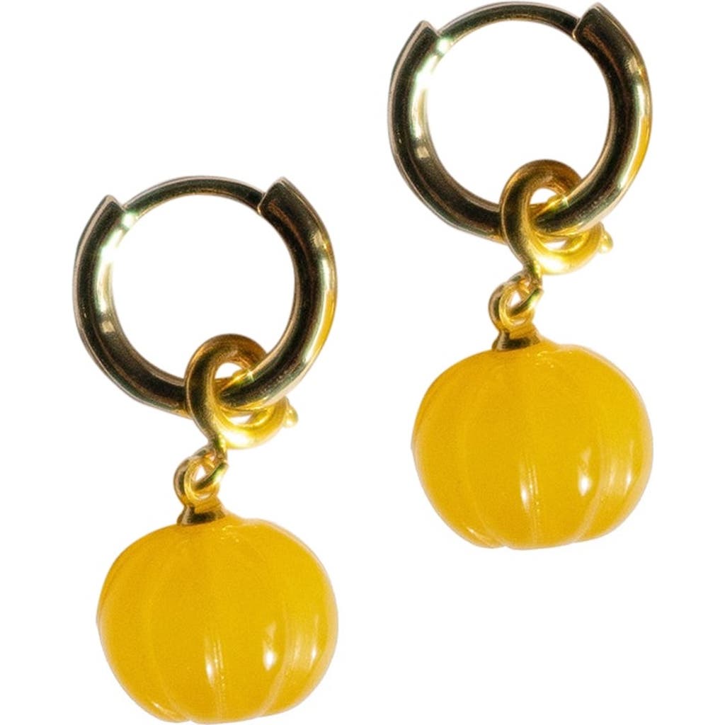 Seree Harvest Pumpkin Jade Stone Charm Earrings In Yellow