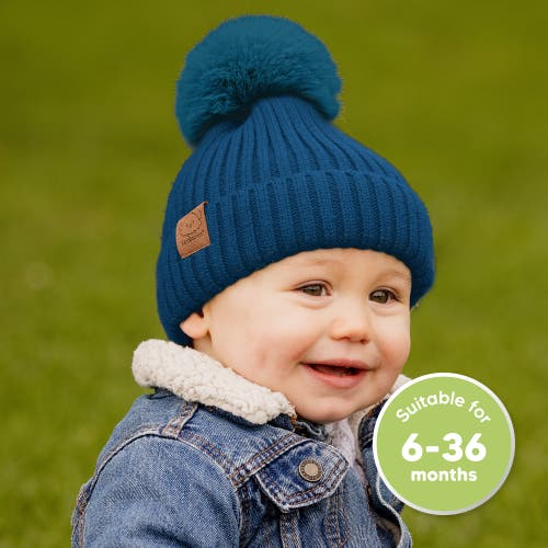 Keababies 2-pack Pom Knitted Beanie In Cobalt