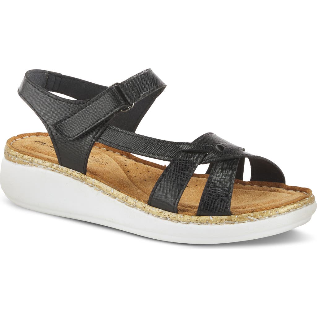 Flexus By Spring Step Chambria Wedge Sandal In Black