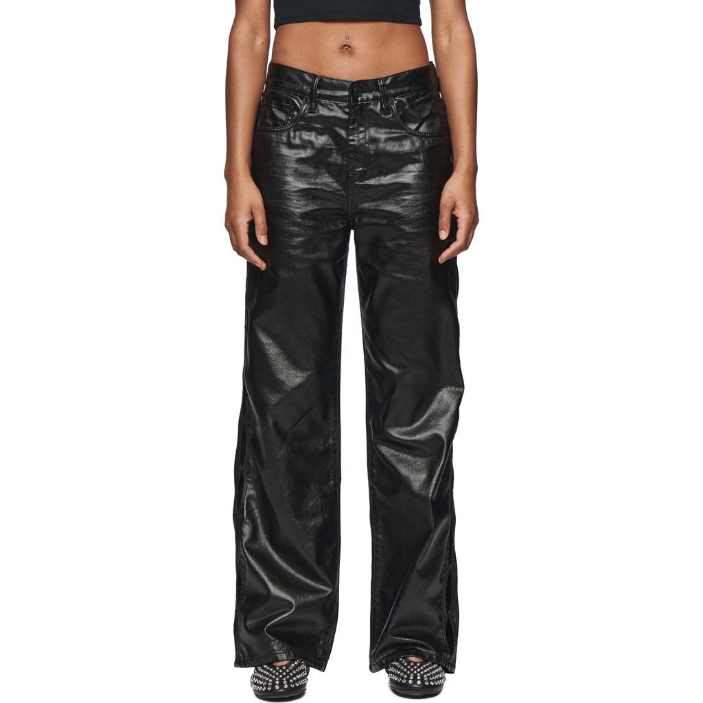 PURPLE BRAND Side Cutout Coated Jeans in Black