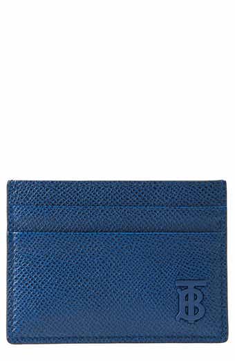 Burberry Blue Grained Leather Logo Embossed Bifold Wallet - Yoogi's Closet