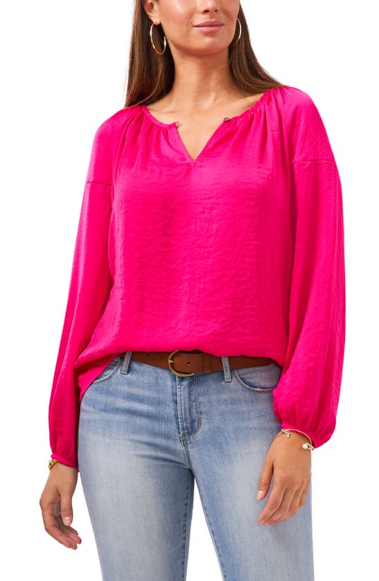 Vince Camuto Hammered Satin Blouse In Pink Shock
