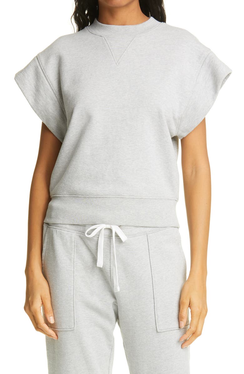 FRAME Oversize Muscle Short Sleeve Sweatshirt, Main, color, GRIS HEATHER
