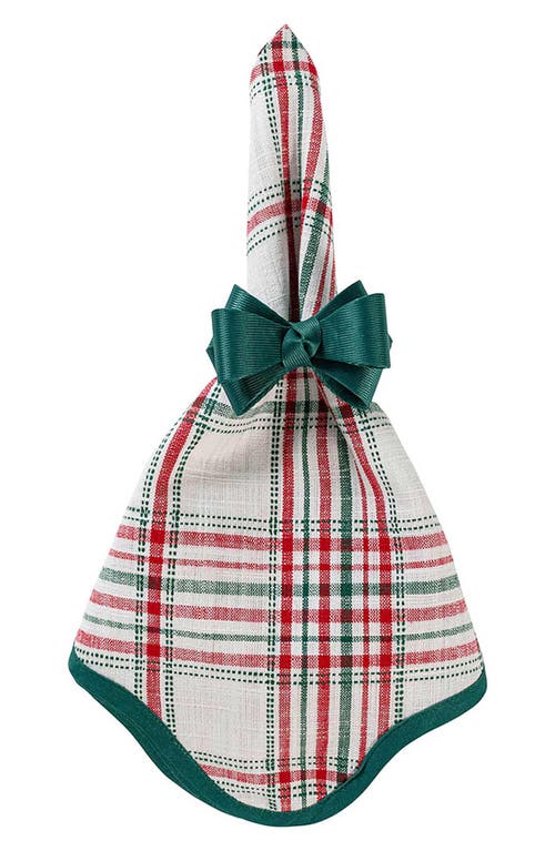 Shop Juliska Merry Tartan Set Of 4 Napkins In Mulberry/brown