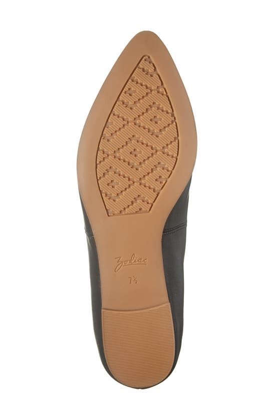 Zodiac Hill Pointy Toe Flat In Black Leather