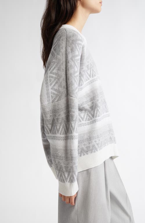 Johnstons Of Elgin Oversize Stripe Cashmere Sweater In Luna Colourway