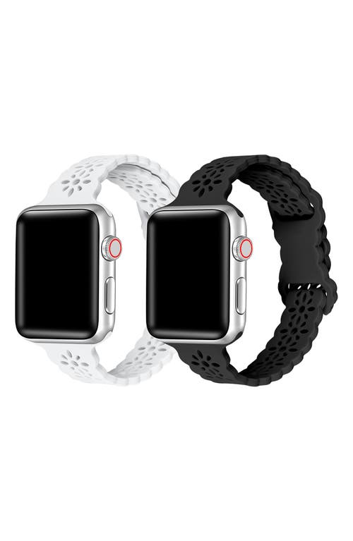 Shop The Posh Tech Silicone Sport Apple Watch Band In White/black