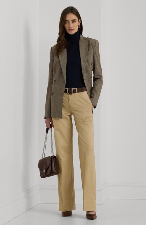 Shop Lauren Ralph Lauren Cotton Twill High Waist Pants In Birch Tan