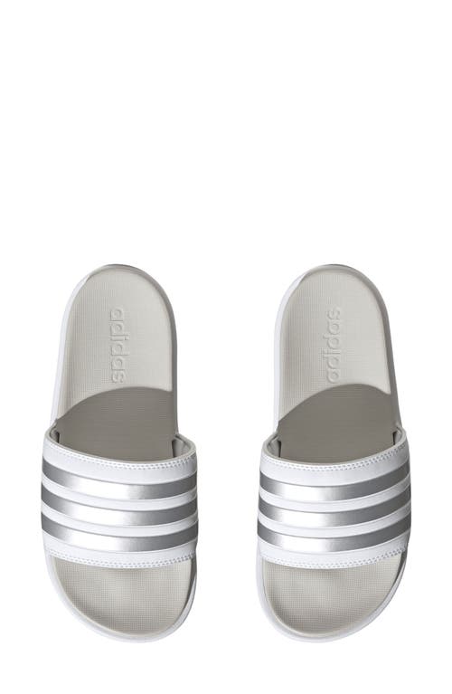 Adidas Originals Adidas Women's Adilette Platform Slides Shoes In White/met./grey One