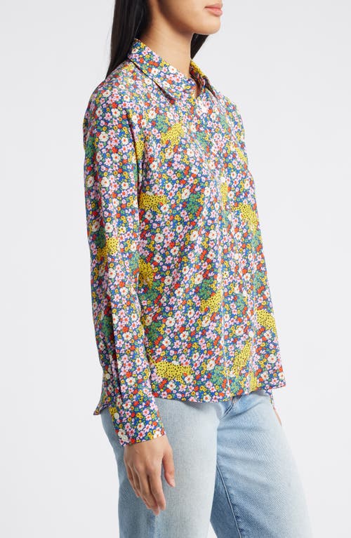 Shop Boden Sienna Floral Silk Button-up Shirt In Multi, Leopard Bud