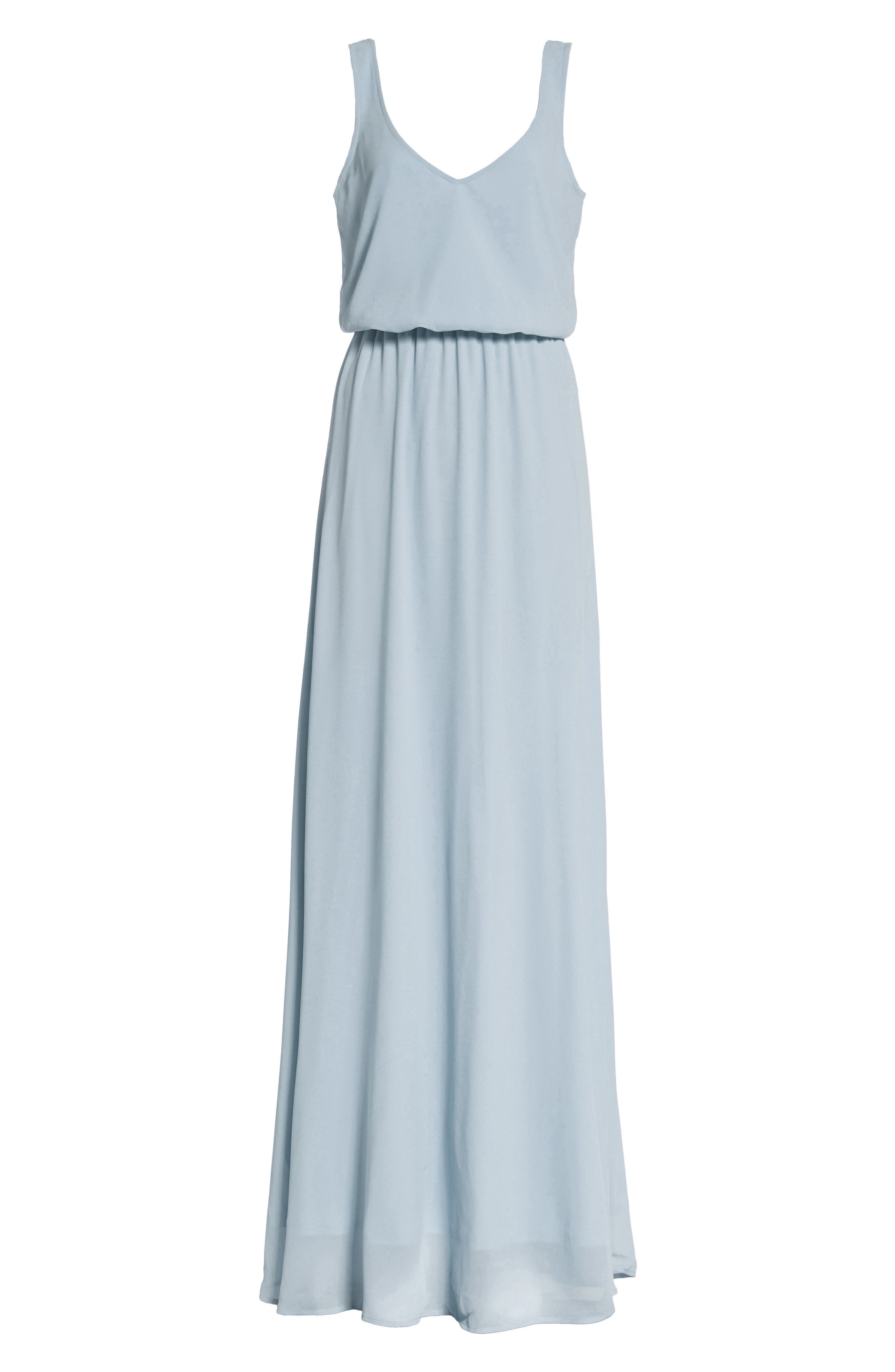 Show Me Your Mumu Kendall Soft V-Back A-Line Gown, Blue