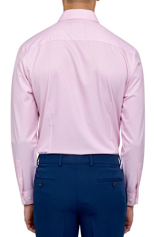 Wrk W.r.k Slim Fit Flower Geo Print Recycled Performance Stretch Dress Shirt In White/pink