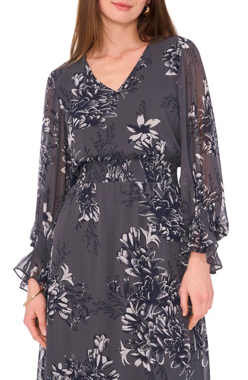 Shop Vince Camuto Floral Balloon Sleeve Dress In Steel Grey