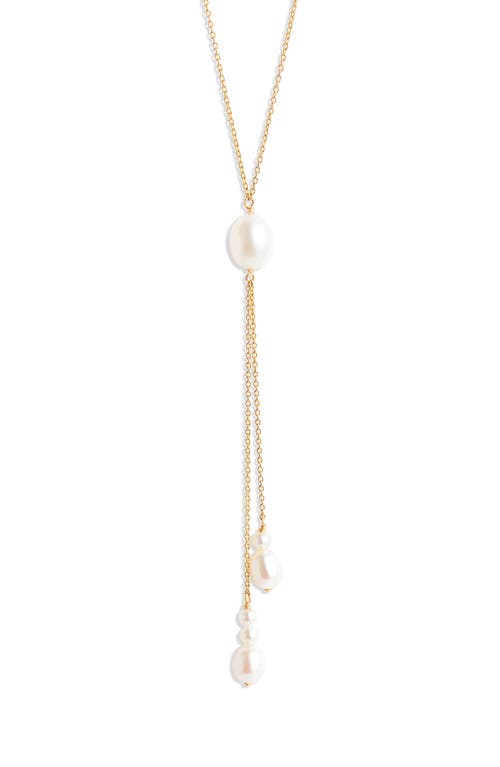 Poppy Finch Cultured Pearl Y-Necklace in Gold at Nordstrom, Size 16