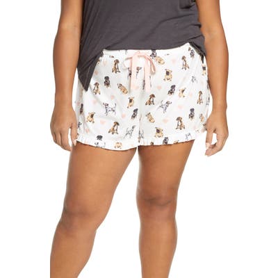 Plus Size Pj Salvage Dog Print Pajama Shorts, Ivory