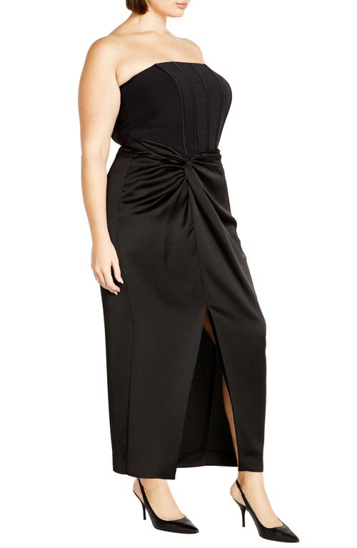 City Chic Leyla Strapless Sheath Dress In Black