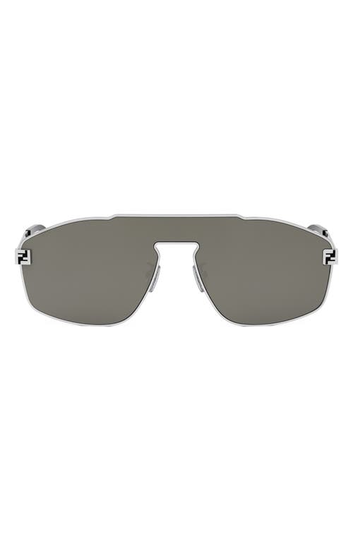 Fendi The  Sky Mask Sunglasses In Shiny Palladium/smoke Mirror