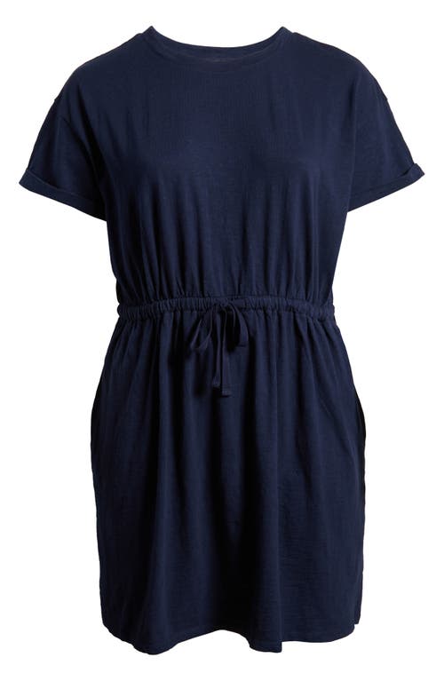 caslon(r) Drawstring Waist Organic Cotton T-Shirt Dress in Navy Blazer