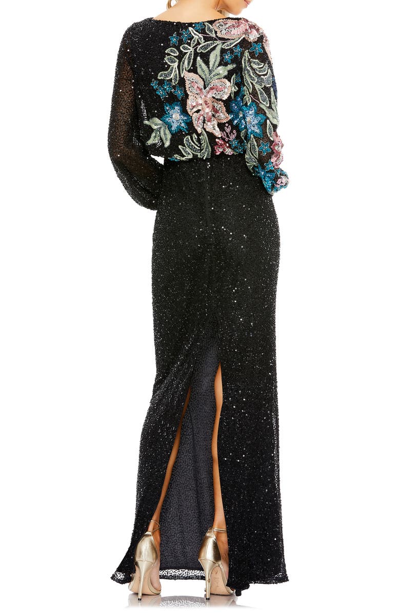 Mac Duggal Embellished Sequin Long Sleeve Blouson Gown Nordstrom