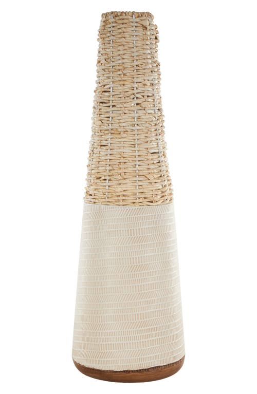 Ginger Birch Studio Two-tone Rattan Vase In Light Brown