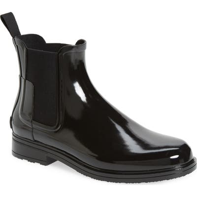 Hunter Original Refined Gloss Waterproof Chelsea Boot, Black