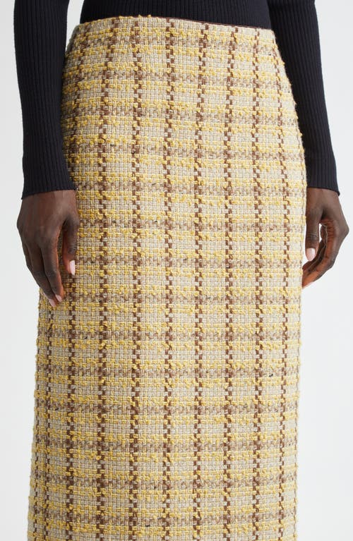 Shop Lafayette 148 New York Plaid Tweed Pencil Skirt In Canary Yellow Multi