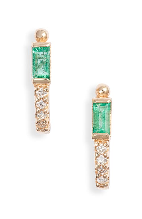 Anzie Cleo Diamond & Emerald Half Hoop Earrings in Green at Nordstrom