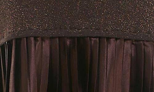 Nina Leonard Long Sleeve Mixed Media Dress In Chocolate Lurex