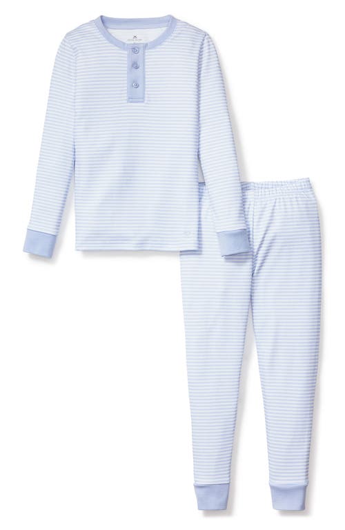 Petite Plume Kids' Fitted Pima Cotton Pajamas Blue at Nordstrom,