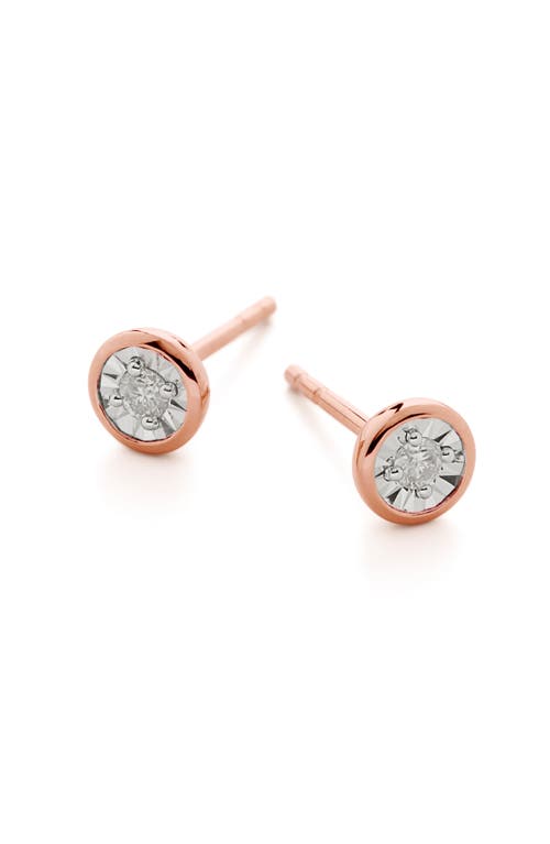 Monica Vinader Diamond Solitaire Stud Earrings in 18K Rose Gold Vermeil 