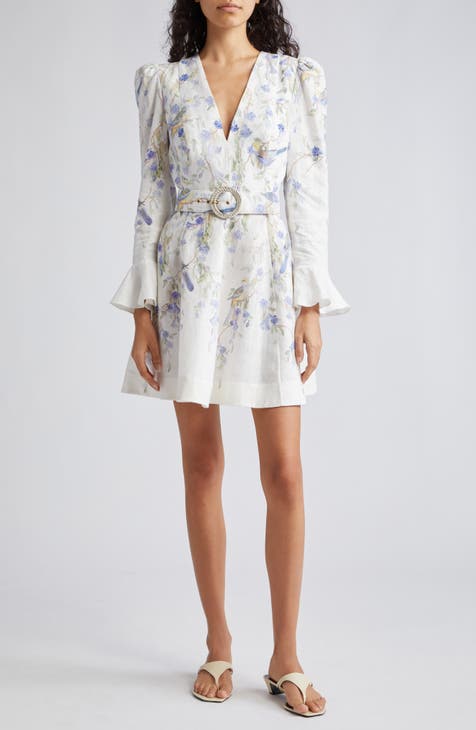 Women's Emerson Linen-Blend Puff Sleeve Midi Dress, Women's Dresses &  Jumpsuits