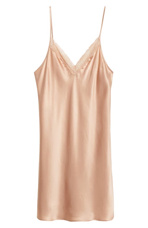 Etam Milky Lace Trim Silk Chemise In Powder Pink