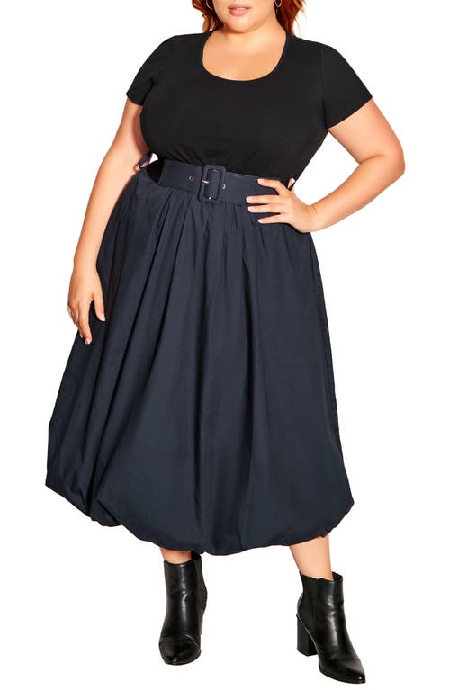 Shop City Chic Paris Days Belted Midi Dress In Navy/blackdnu