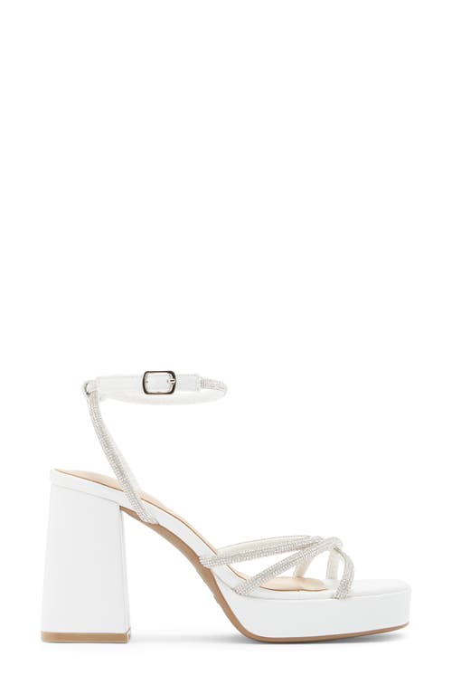 Top Guy Shoes Crystal Platform Sandal In White Pu