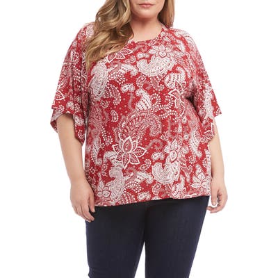 Plus Size Karen Kane Paisley Top, Red